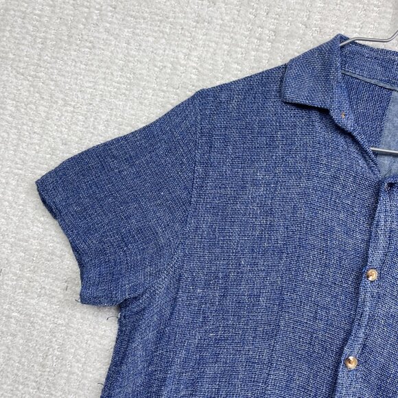 Tenth + Ocean Linen Button Down Shirt Men’s Sz M Blue Collared Casual Denim Read - Picture 3 of 16